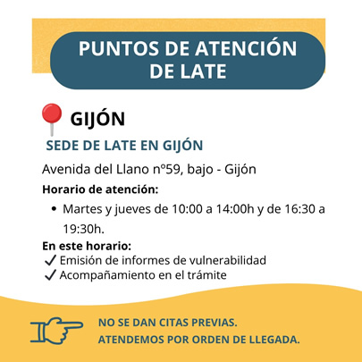 Puntos de atención de Late en Gijón